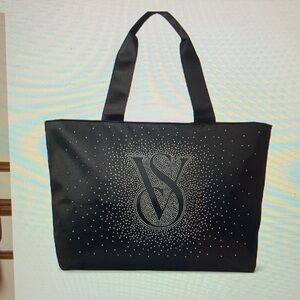 NWT Victoria's Secret Fashion Show 35 Black Tote with Glittering VS Logo